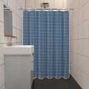 Blue Checkered Shower Curtains Farmhouse Striped Patchwork Neutral Shower Curtains for Bathroom Rustic Heavy Duty Bathroom Curtain Set with Tassel Bohemian Solid Cloth Shower Curtain 71x94 Inch