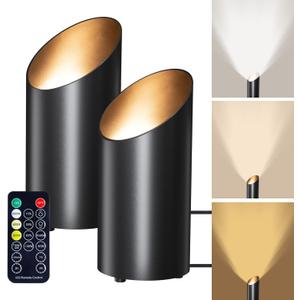 Brightown 2 Pack Uplights Indoor Floor Can Lights - 6000K LED Up Lights with Remote and Timer, 3 Color Temperatures and Dimmable Uplighting Spotlights for Dark Corner Sofa House Plant Picture (Black)