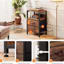 Lazzanto NightStand Bedside Charging Table Bedroom - Brown Night Stand with Charger Station, Modern Bed Side End Table with Open Shelf & 2 Fabric Drawers, USB-C Port for Dorm, Living Room