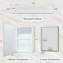 22x30 inch Frameless Beveled Mirror Medicine Cabinet - Waterproof Bathroom Storage Cabinet, Mirror Cabinet, Adjustable Shelves, Recessed or Surface Mount (White), CM1014-2230