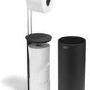 Joseph Joseph EasyStore Toilet Paper Holder Stand, Concealed Storage, Holds 3 Spare Rolls, Matt Black