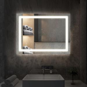 illucid Vanity Mirror with Lights Wall Mounted 24x18 inch Dimmer & Defogger Crystal Clear & Shatterproof LED Bathroom Mirror for Vertical or Horizon LED Mirror
