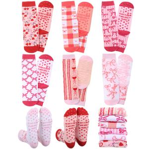 Silicherry 6 Pairs Wedding Pilates Socks for Women Novelty Socks Non-slip Grippy Yoga Gift Supplies for Dance Workout(Pink Bow) (Pink)