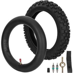2.50-10 Tire and Inner Tube with TR4 Valve Stem for CRF50/XR50 DRZ70/JR50 PW50 Coolster QG-210 QG-213A MX650 MX500 Baja Dirt Runner 49 CR60R SX500 Dirt Rocket QG-210 MVX70 MVX110 Tao db10 PW50
