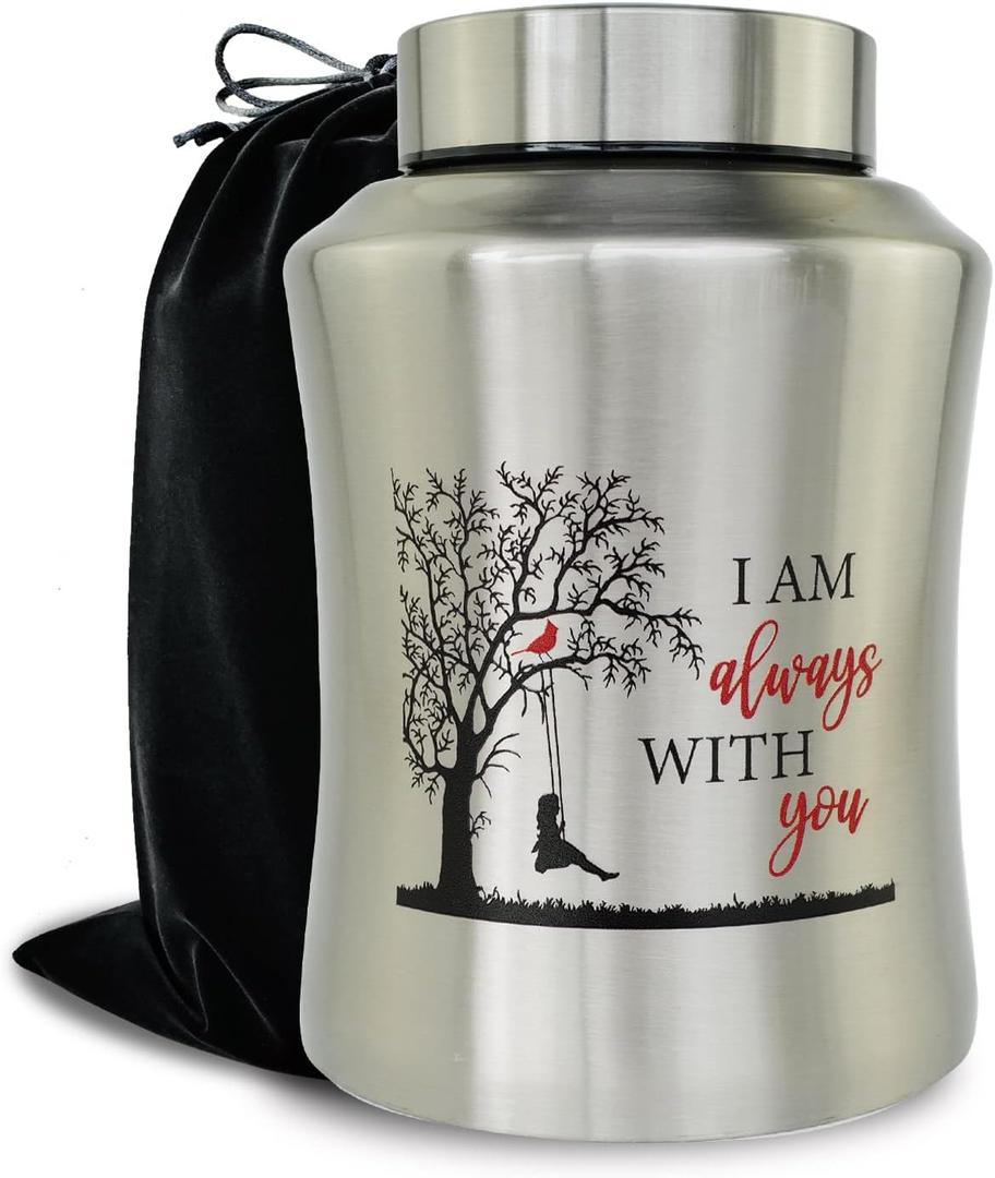 160 lbs Large Urns for Adult Male Female Ashes, Decorative Funeral Cremation Keepsake Memorial Urn for Human Women Man Mom Dad Remains with Velvet Pouch(I AM Always with You)