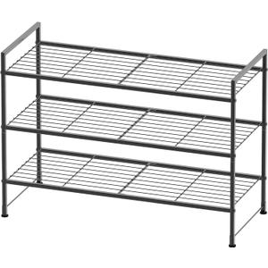 SIMPLE HOUSEWARE 3-Tier Stackable Shoes Rack Storage Shelf, Black