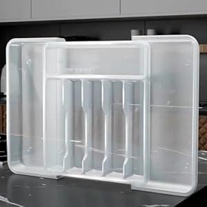 TAELXIID Silverware Organizer, Expandable Kitchen Drawer Organizer, Adjustable Utensil Organizer, Cutlery Drawer Organizer for Forks, Knives, Mulfunctional Kitchen Organizers and Storage Tray