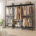 SONGMICS Clothes Rack, Portable Closet, Heavy-Duty Wardrobe Closet Organizer with Hanging Rails and Shelves, 79.9 Inches Tall, Total Load 297 lb, Easy Assembly, for Bedroom, Ink Black URDR212BZ01