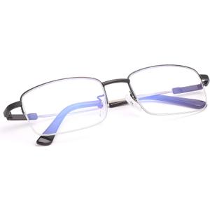 LJIMI Progressive Multifocus Presbyopic Reading Glasses Blue Light Blocking Half Frame Titanium Alloy No Line Multifocal UV Protection Computer Readers for Men and Women Eyeglasses Anti Glare Eyewear