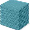 Homaxy 100% Cotton Waffle Weave Kitchen Dish Cloths, Ultra Soft Absorbent Quick Drying Dish Towels, 12 x 12 Inches, 8-Pack, Lake Blue
