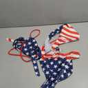 Seizesoul Women's 4th of July Criss Cross Push Up Bikini Set Two Pieces American Flag Printed Halter Tops Sexy Swimsuit Suits. Small