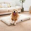 Dog Beds for Large Sized Dog, Orthopedic Pet Bed with Waterproof Lining, Soft Short Plush Surface & Egg Crate Foam, Machine Washable Pet Bed with Removable Cover & Anti Slip Bottom (L(36"*27"*3"), Cream)