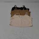 SOLY HUX Women's Button Down Ribbed Cami Top 3 Piece Spaghetti Strap Sexy Crop Camisole Tops (Medium, Beige Brown Black)