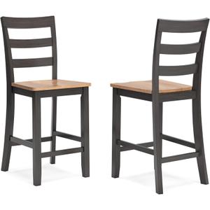 Signature Design by Ashley Gesthaven Solid Wood Frame Counter Height Barstool, Set of 2, Natural/Brown (Light Brown & Dark Brown)