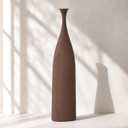 Tall Ceramic Vase, Slim Matte Decor, 17.7 Inch, Tea Brown