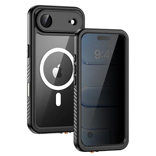 Lanhiem Magnetic for iPhone 17 Air Case Privacy, Waterproof Dustproof Case, [Built in Anti-Spy Screen Protector] [Fit for MagSafe] Heavy Duty Full Body Rugged Clear Cover for iPhone 17 Air 6.5 inch