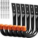 HORUSDY 6-Pack Heavy Duty Metal Wall Hooks, Large Garage Storage & Organization Hooks for Tools, Extension Cords, Ladders, and Bags, Wall Mount J Hooks for Indoor Outdoor Use, Black