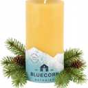 Bluecorn Beeswax Pillar Candle, 100% Pure Bees Wax, Spruce Scented Essential Oils Candle Wax, Clean Burning, Long Lasting (90 Hrs), Gifts for Women & Men, Christmas Gifts, American Made, 3" x 6"