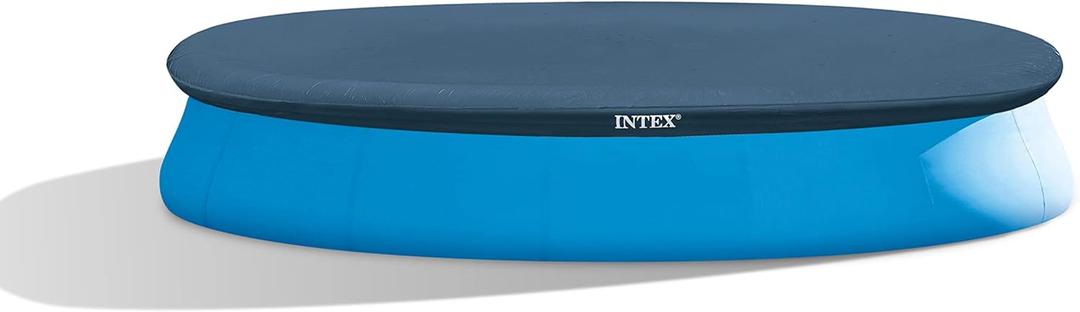 Intex 28023E Pool Cover: for 15ft Round Easy Set Pools Includes Rope Tie Drain Holes 12in Overhang Snug Fit (13'11" (Round)