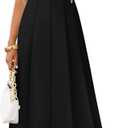 ZESICA Women Summer Sleeveless Midi Dresses 2026 Elegant Boat Neck A Line Tie Waist Spring Cocktail Party Dress (Black, L)