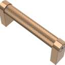 Alzassbg 10 Pack Champagne Bronze Cabinet Pulls, 3 Inch(76mm) Hole Centers Cabinet Handles Kitchen Hardware Knurled Drawer Handle Pull AL3101TGP