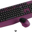 Wireless Keyboard and Mouse Combo, Ergonomic Keyboard with Wrist Rest, 2.4Ghz Wireless Connection, Compatible with PC/Laptop/Windows/Mac for Home and Office Use (Black Burgundy)