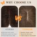 Human Hair Toppers for Women, 150% Density Hair Topper with Bang, No Tangle & Smooth, Upgrade 7x13cm Silk Base, 10 Inch #02 Dark Brown