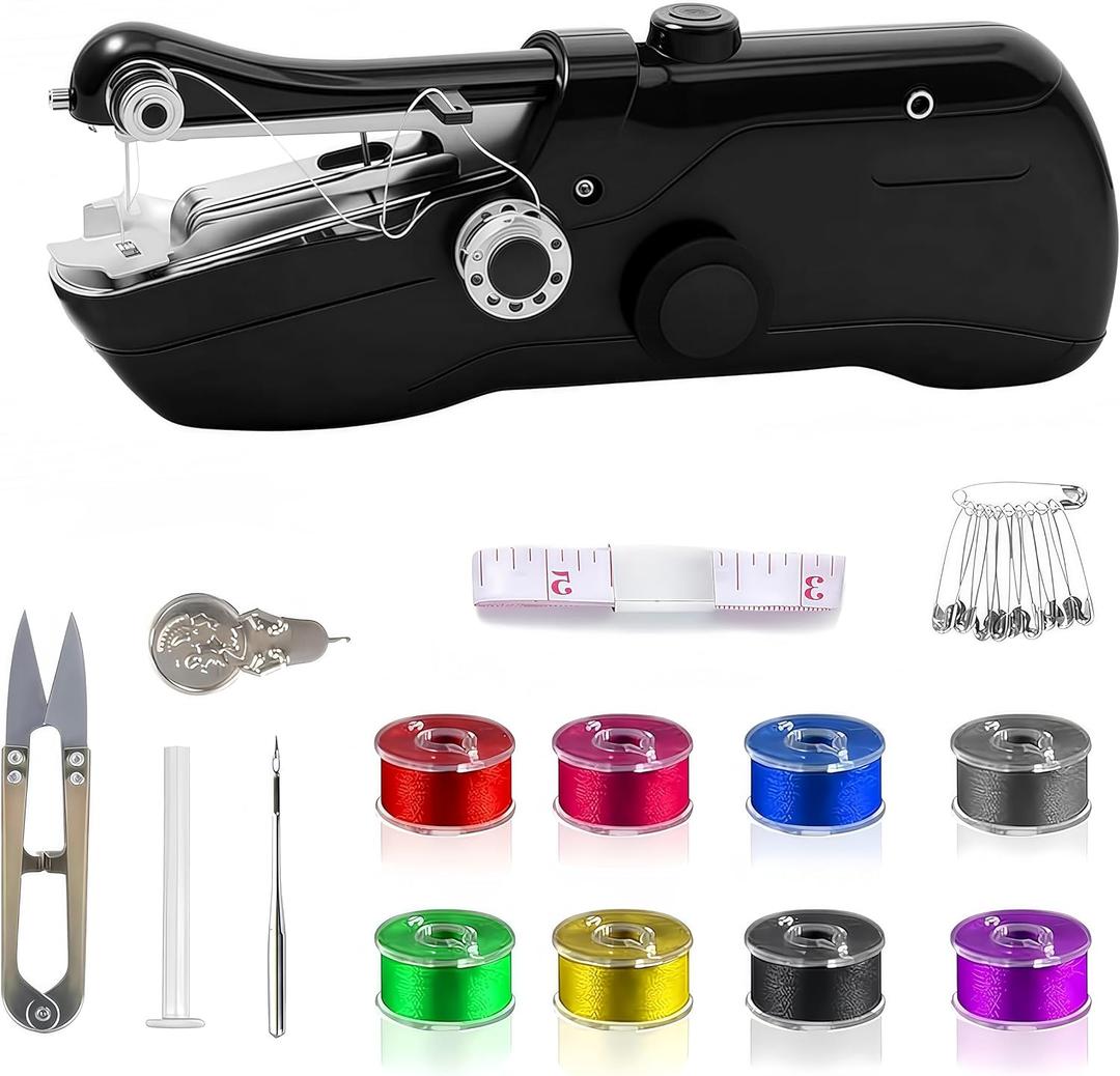 Handheld Sewing Machine, Mini Portable Electric Quick Sew Sewing Machine, Sewing Machines for Beginners, Easy To Use Suitable for Sewing Clothes, Fabrics, Curtains, Family Travel (Black)