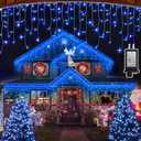 1620 LED Christmas Outdoor Lights with 360 Drops, 164ft Hanging Curtain Lights with 8 Modes Timer & Memory, Waterproof Christmas Fairy Lighs for House Roof Holiday Wedding ChristmasDecor (Blue)