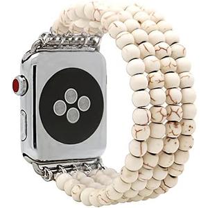 KAI Top Beaded Bracelet Compatible with iWatch Band 38mm 40mm 41mm 42mm 44mm 45mm 46mm 49mm Women, Stone Beaded Elastic Stretch Replacement Strap for Apple Watch Ultra SE Series 10 9 8 7 6 5 4 3 2 1