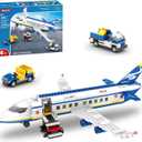 WINGIFT 510 Pcs City Passenger Airplane Building Set, 6 IN1 Plane Building Blocks Toys, STEM Aircraft Bricks with Shuttle Bus, Baggage Truck,Airplanes Model Toys Gifts for Adults Boys Girls Age 6-12+