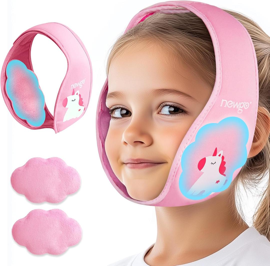 NEWGO Tonsillectomy Ice Pack for Kids, Wisdom Teeth Ice Pack Head Wrap for Kids Tonsil Recovery, Cavities, Tooth Extraction Pain Relief, Head Circumference of 20.8-25.6 Inches - Pink