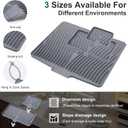 Dimeho 3 PCS Silicone Dish Drying Mat for Kitchen Counter Raised kitchen Sink Mat Heat-resistant Drain Pad Dishes Non-Slip Fast Self-Draining Dish Drying Pad Dryings Rack with Built-in Drain (Grey)