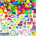 LEASEN [ 6 Surprise Golden Eggs ] 100 Pack Prefilled Easter Eggs with Novelty Toys Inside, 100 Plastic Easter Eggs Fillers with Toys, Pre-filled Easter Egg Party Favors, Easter Basket Stuffers