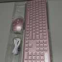 Wireless Keyboard and Mouse Combo, RGB Backlit, Rechargeable & Light Up Letters, Full-Size, Soft Typing, Sleep Mode, 2.4GHz Quiet Keyboard Set for Mac, Windows, Laptop, PC, Trueque (Rose Pink)
