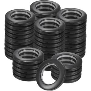 M METERXITY 50-Pack Curtain Grommets, 1-9/16"(40mm) Inner Diameter Plastic Curtain Rings Clip Eyelet Rings Nanoscale Low Noise Roman Ring for Windows/Fabric, Home Drapes Grommets [Black]