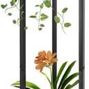 Plant Stand Indoor Outdoor 2 Tier Tall Metal Corner Storage Tiered Plant Shelf Holder Multiple for Living Room Balcony Garden,Black (2 Tier-Black Oak Round)