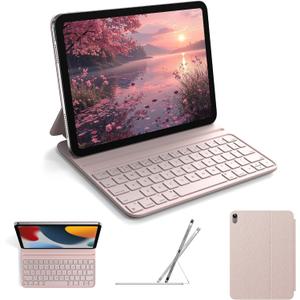 HOU keyboard Case for iPad 10th Generation/iPad 11th Generation 11 inch A16 2025  Smart Folio, Ultra Slim, Magnetic Charging, Adjustable Angle (pink)
