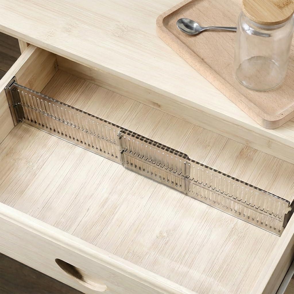 2 Pack Adjustable Expandable Drawer Dividers Organizers Plastic Separators for Bedroom Bathroom Closet Kitchen Dresser