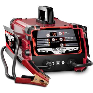 12V 24V Car Battery Charger & Engine Starter, 0-50A Automatic Battery Maintainer, 250 Cranking Amps, Jump Starter & Smart Trickle Charger, for Standard, AGM, Gel & Deep-Cycle Batteries
