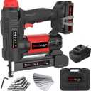 20v Cordless Staple Gun Brad Nailer 2 in 1 Aluminum Metal magzine 1 Hour Fast Charger 2000mA Lithium Battery 2000pcs Free Staples(90 4/51000+18GA 1x1000) in Tool Case