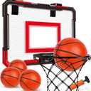 TOY Life Basketball Hoop Indoor for Kids Over The Door Room Office Mini Hoop Basketball Hoop Indoor Kids Teens Adults Basketball Toy Basketball Goal with 4 Balls