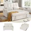 54'' Sleeper Sofa Bed, Convertible Pull Out Couch Futon for for Living Room,Apartment (Beige, Loveseat) Side Pockets, Velvet Fabric, Adjustable Backrest, Pull-Out Bed, Easy Assembly