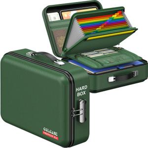 COLCASE Fireproof Document Folder, Hard Fireproof Waterproof Document Box with Lock Creative Hard-Shell Design Fireproof Document Box for Important Documents Certificates Laptop Passports Green