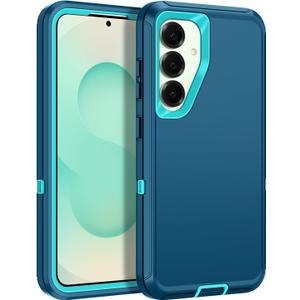 for Samsung Galaxy S25 Case Heavy Duty Protective Shockproof Dropproof 3-Layer Full Body Protection [Without Screen Protector] Tough Rugged Case for Galaxy S25,Turquoise