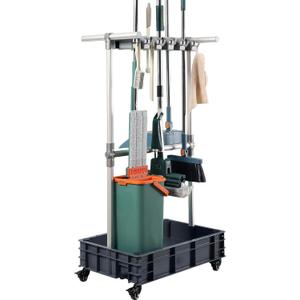 Broom mop Holder Cleaning Supplies Organizer Janitor carts on Wheels Housekeeping Station Storage Tools for Garage, Garden, Closet, Cabinet