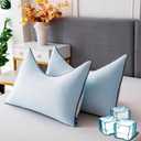 Cooling Pillow Queen Size Set of 2, Shredded Memory Foam Adjustable Loft, Slow Rebound Cervical Pillow for Neck Pain, Ice Silk & Breathable Cover for Side Back Stomach Sleepers, Queen PACK2
