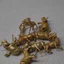 Metallic Gold Plastic Animal Figurines Toys, 12PCS Golden Safari Zoo Animal Figures, Jungle Wild Animals with Elephant, Lion, Giraffe for Baby Shower Decor, Safari Themed Birthday Party