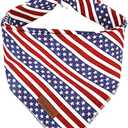 UP URARA PUP 4th of July Dog Bandana, Patriotic Bandana for Medium Large Dog, Cute Patriotic Puppy Bandana, Cotton American Flag Pet Triangle Bid Scarf Kerchief for Girl Boy Dogs