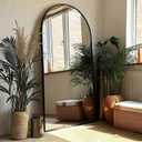 71x28 Inch Arched Floor Mirror - Full Length Black Standing Mirror for Bedroom, Living Room, Dressing - Tall Leaner Mirror with Arch Design, Wall or Free-Standing Decor